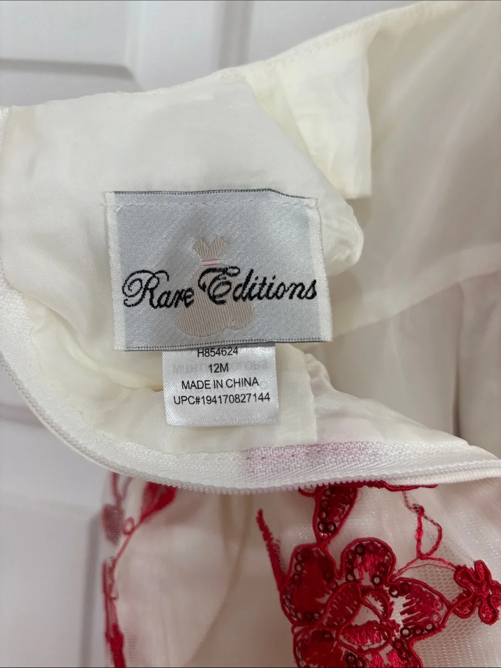 NWT Rare Editions 3 Piece Red White Floral Tulle Dress W/Jacket & Bloomers 12M